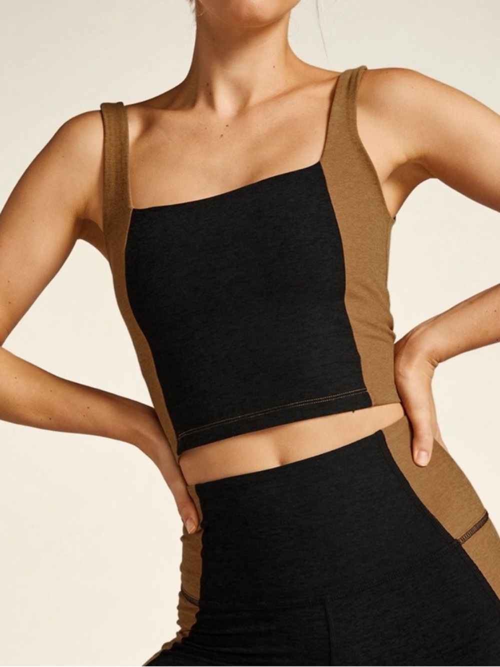 BEYOND YOGA Spacedye Vitality Night Carmel Colorblock Cropped Tank XL NWT